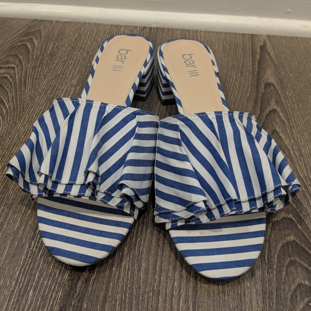 NWOT Blue Striped Slip On Sandals